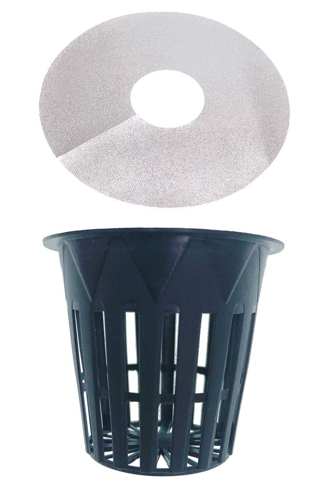 HORTIPOTS HORTIPOTS 2 Inch Net Pot 2 in Wide Rim Design with Reflective Net Pot Lids Set of 75