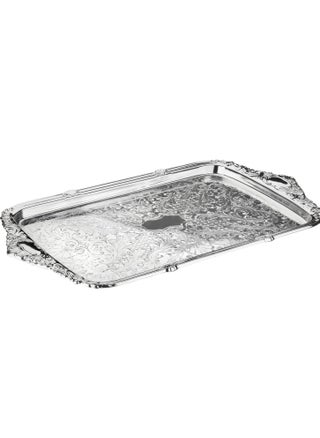 Queen Anne Silver Plated Rectangular Tray With Handles (49*28 cm)  Serving Tray 0/6455 |Kitchen Serveware Tableware Serveware Platter - pzsku/Z45F989959FC1B3FE985FZ/45/_/1708348779/367f2ec9-5d36-40df-8e9e-77854e489fcb