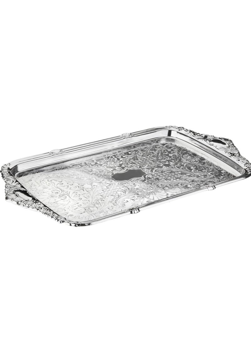 Queen Anne Silver Plated Rectangular Tray With Handles (49*28 cm)  Serving Tray 0/6455 |Kitchen Serveware Tableware Serveware Platter