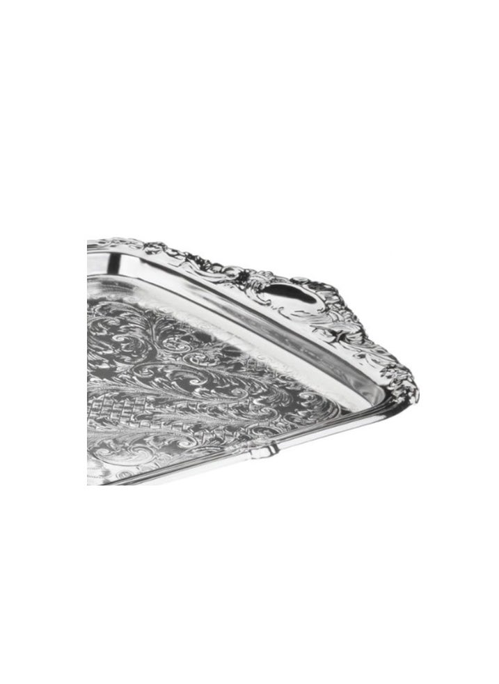 Queen Anne Silver Plated Rectangular Tray With Handles (49*28 cm)  Serving Tray 0/6455 |Kitchen Serveware Tableware Serveware Platter