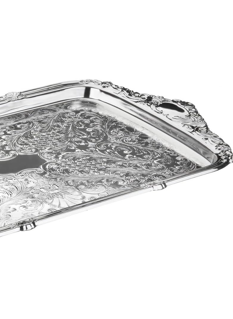 Queen Anne Silver Plated Rectangular Tray With Handles (49*28 cm)  Serving Tray 0/6455 |Kitchen Serveware Tableware Serveware Platter