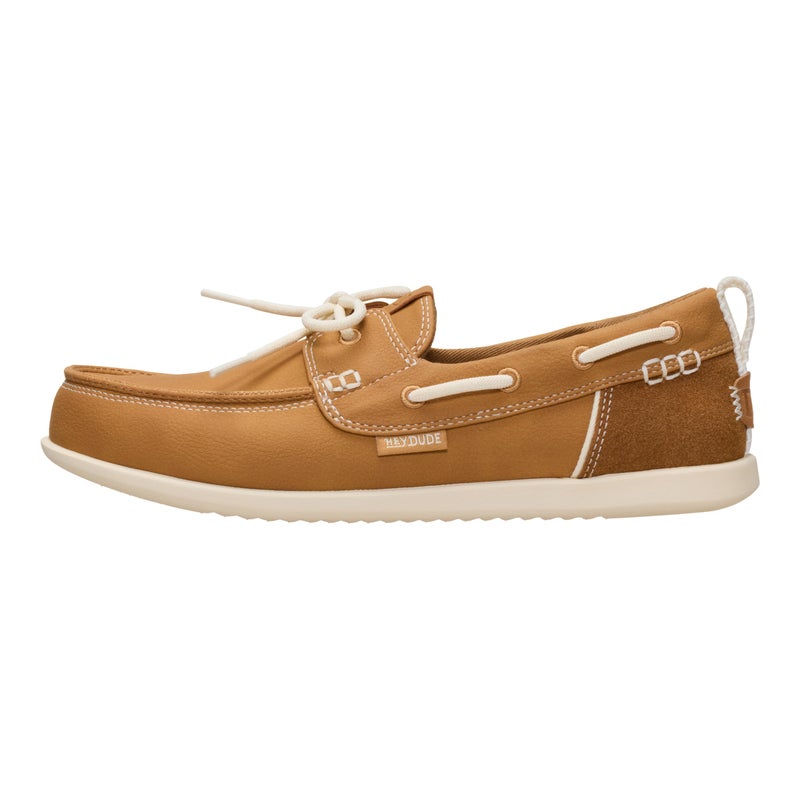 HEYDUDE Women's Harbor Breeze Lo Classic Boat Shoe, Bone Brown, Size 8, Lightweight Slip-On Loafer - Image 1
