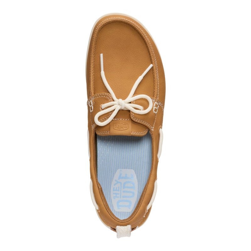 HEYDUDE Women's Harbor Breeze Lo Classic Boat Shoe, Bone Brown, Size 8, Lightweight Slip-On Loafer - Image 3