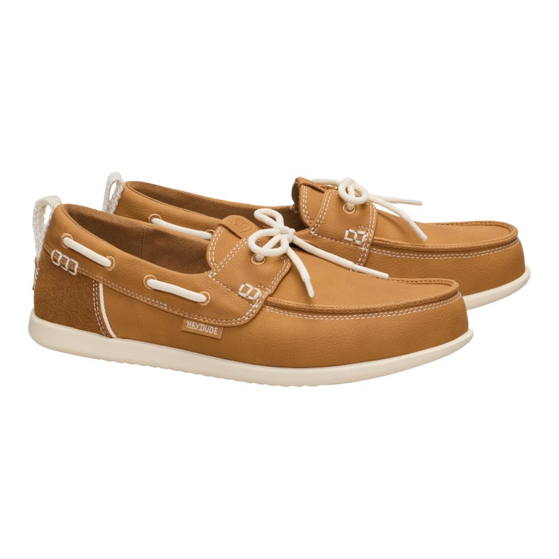 HEYDUDE Women's Harbor Breeze Lo Classic Boat Shoe, Bone Brown, Size 8, Lightweight Slip-On Loafer - Image 2
