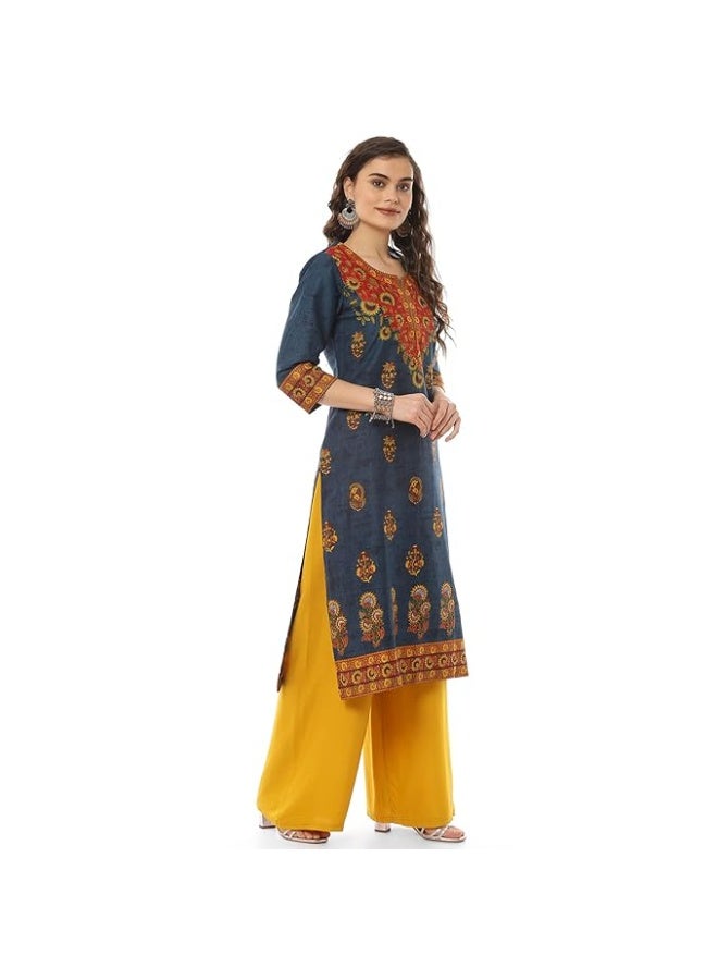 BIBA Women  Cotton Printed Straight kurta m - Image 4