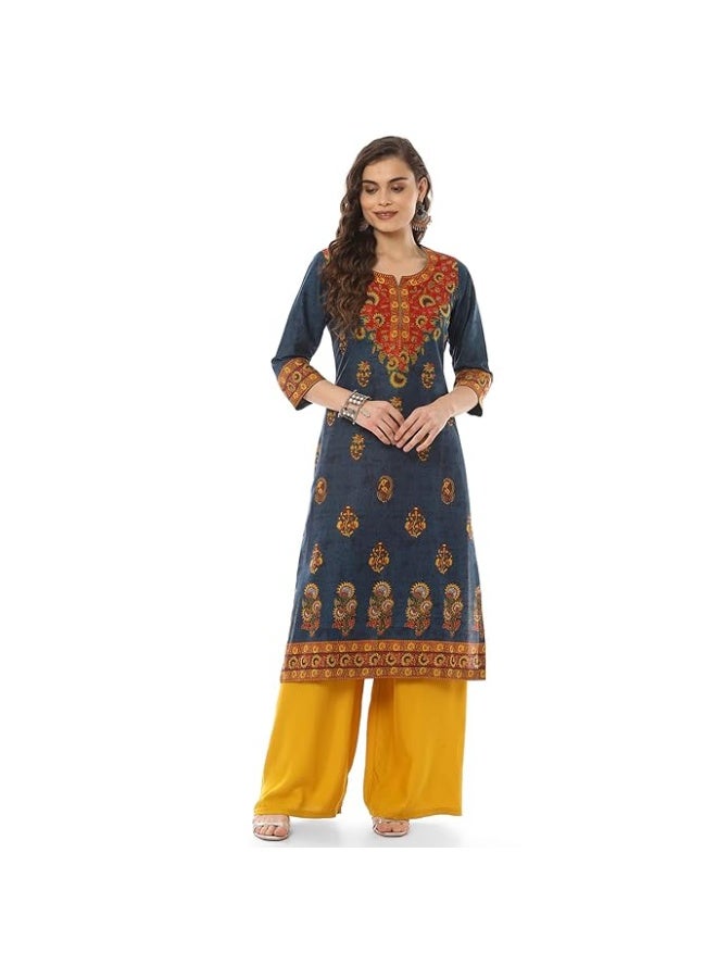 BIBA Women  Cotton Printed Straight kurta m - Image 3