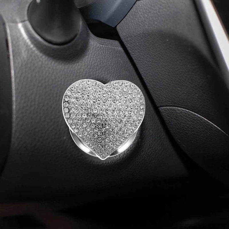 OUNONA Push to Start Button Cover Heart Shape Rhinestone Car Decoration Easy Install Button Protector Unique Car Accessories for Women Prevents Accidental - Image 4