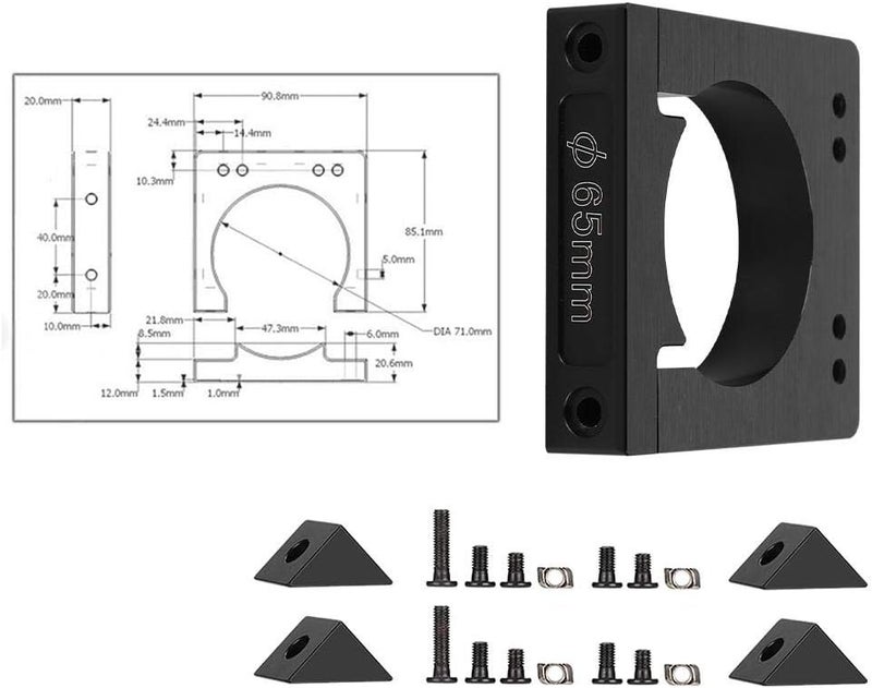 Wendry Spindle Motor Holder, CNC Motor Bracket 52/65/71mm Aluminum Shaft Spindle Motor Mount Kit for CNC Router Engraving Machine (65mm) - Image 4