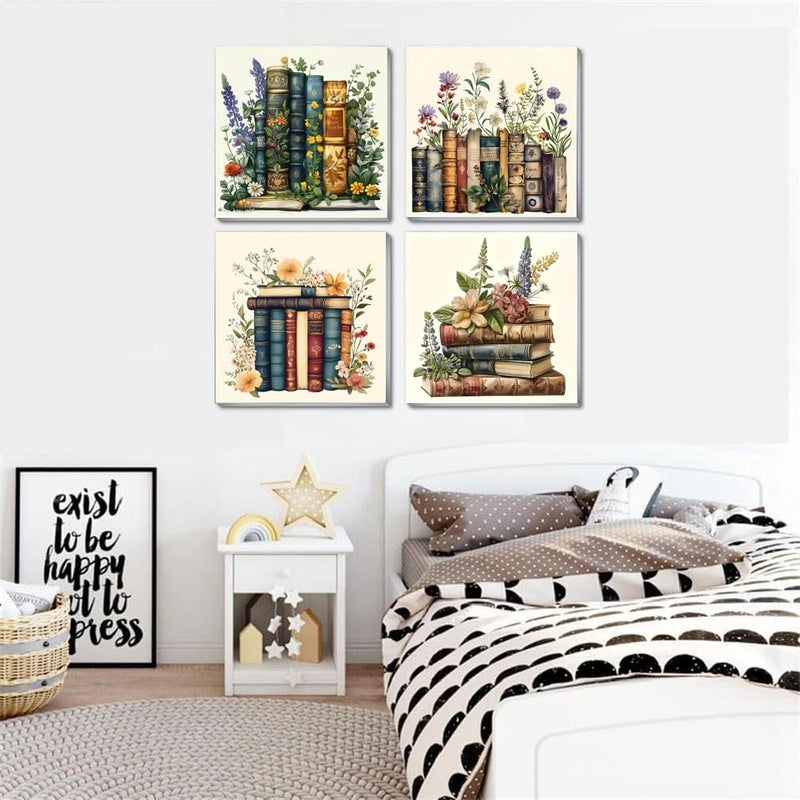 Fotasmua 4 Pack Framed Paint by Numbers for Adult, Book Paint by Numbers Kit for Adults Kids, DIY Flowers Acrylic Painting on Canvas for Home Wall Art Decor 8 x 8 Inch - Image 4
