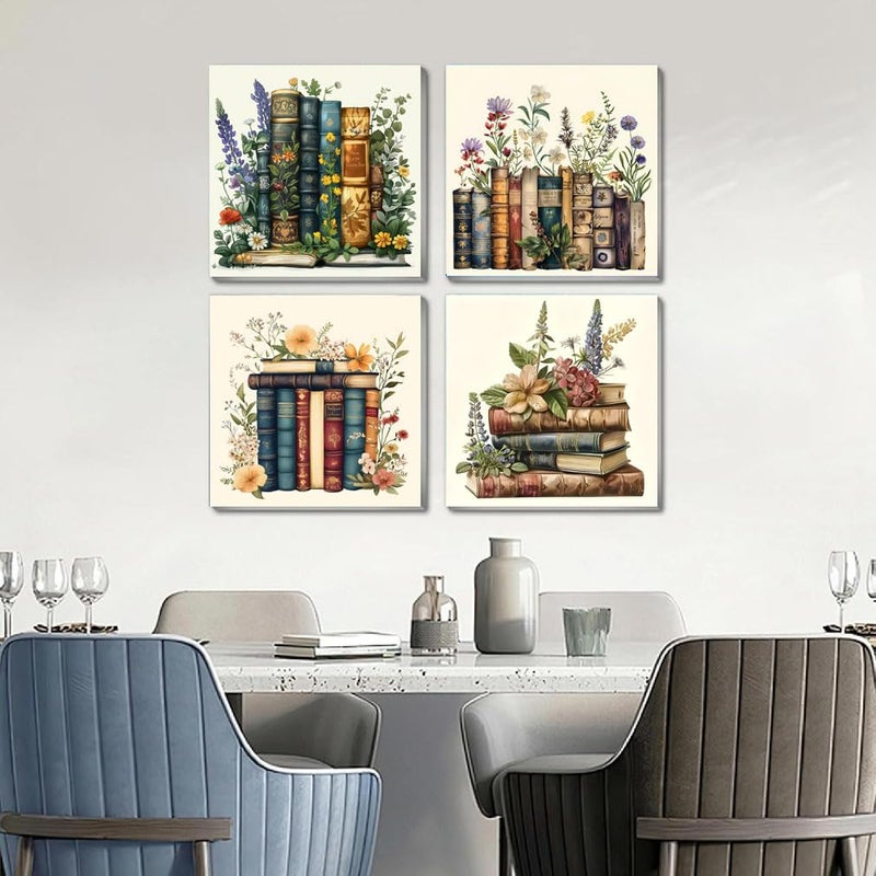 Fotasmua 4 Pack Framed Paint by Numbers for Adult, Book Paint by Numbers Kit for Adults Kids, DIY Flowers Acrylic Painting on Canvas for Home Wall Art Decor 8 x 8 Inch - Image 3