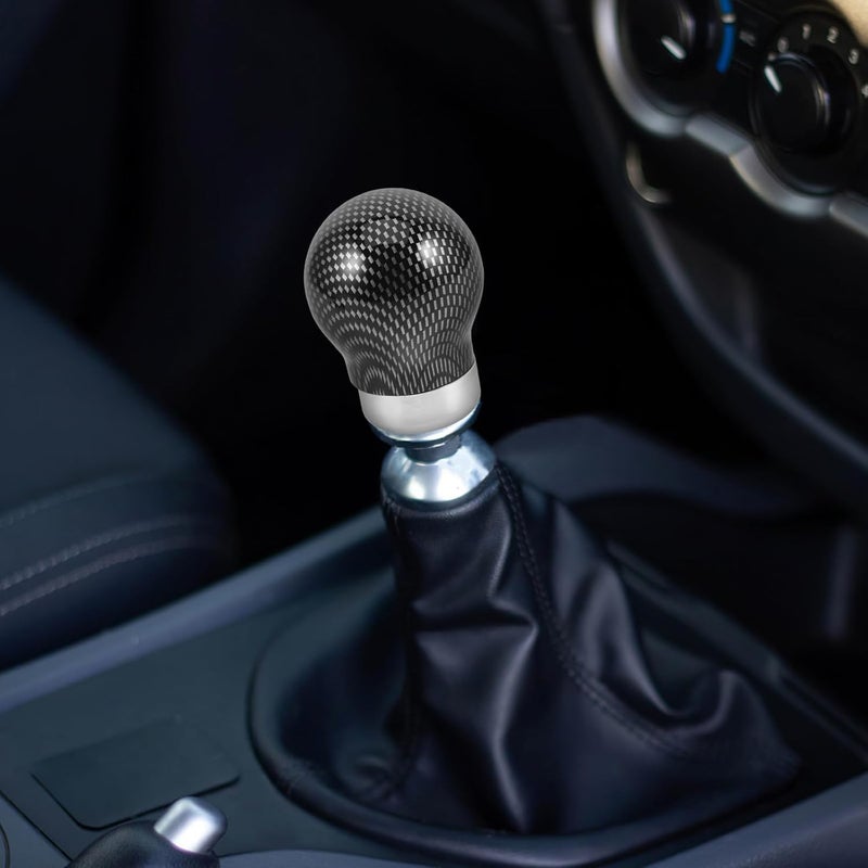Carbon Fiber Gear Shift Knob Manual Car Shift Handle Metal Spherical Gear Stick Shifter Compatible with Cars and Trucks for Automotive Interior Modification - Image 5