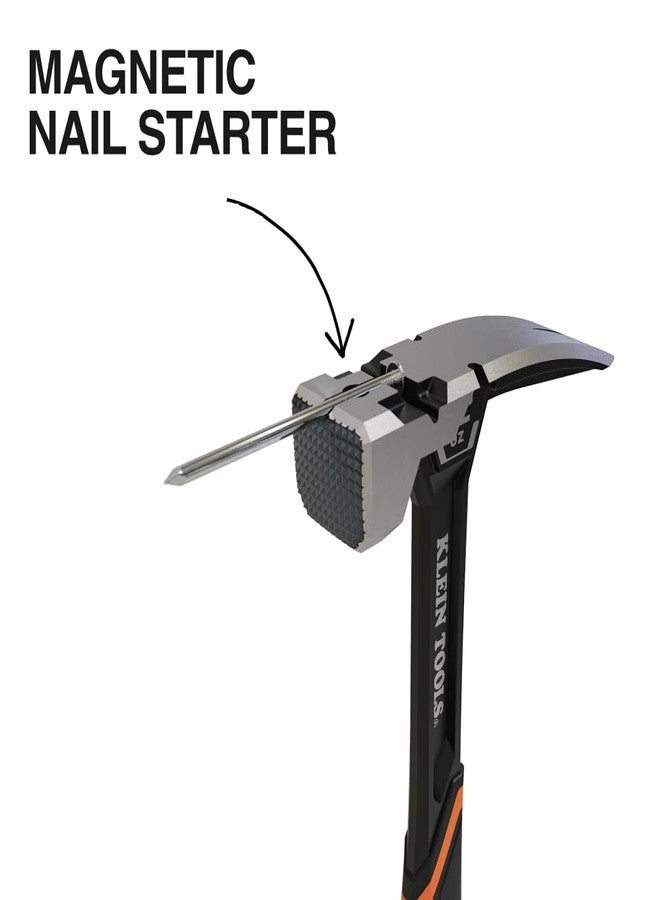 Klein Tools H80922SM Milled Face Framing Hammer with Straight Claw, 22-Ounce Forged Steel, Magnetic Nail Starter and Extra-Large Squared Strike Face - Image 4