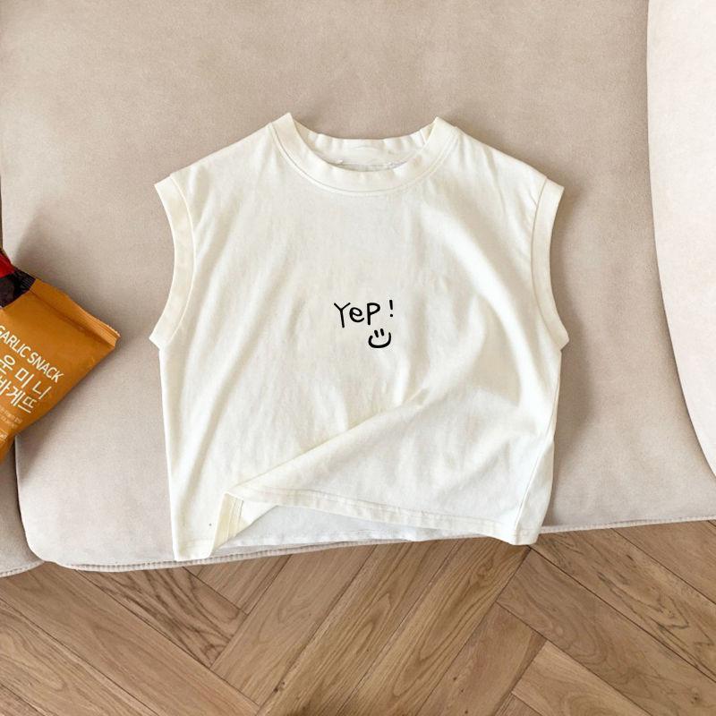 Pure Cotton Kidsren'S Baby Cute Sleeveless T-Shirt 2024 Simple Vest Top For Small And Medium-Sized Kidsren Boys And Girls Summer Trendy T-Shirt - Image 1