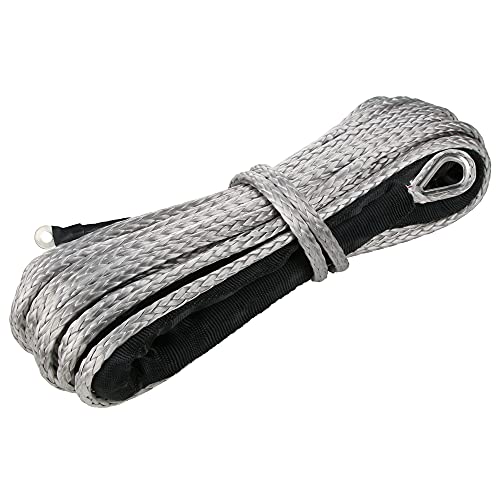 WROUGH 1/4 in x 50 ft Synthetic Winch Rope with Protecting Sleeve and Thimble, 10,000 lb Break Strength - Heavy Duty Winch Rope for ATV, UTV, Boat Trailer, Jeep, Quad, Polaris, Winch Cable (Grey) - Image 1