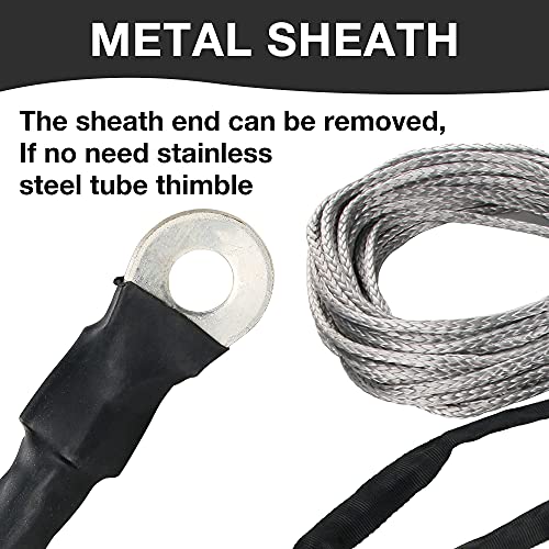 WROUGH 1/4 in x 50 ft Synthetic Winch Rope with Protecting Sleeve and Thimble, 10,000 lb Break Strength - Heavy Duty Winch Rope for ATV, UTV, Boat Trailer, Jeep, Quad, Polaris, Winch Cable (Grey) - Image 4