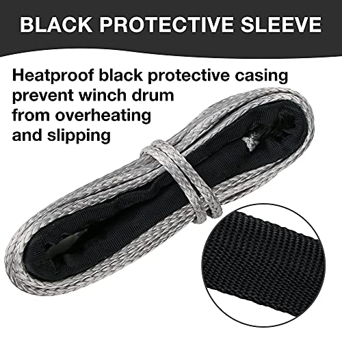 WROUGH 1/4 in x 50 ft Synthetic Winch Rope with Protecting Sleeve and Thimble, 10,000 lb Break Strength - Heavy Duty Winch Rope for ATV, UTV, Boat Trailer, Jeep, Quad, Polaris, Winch Cable (Grey) - Image 5