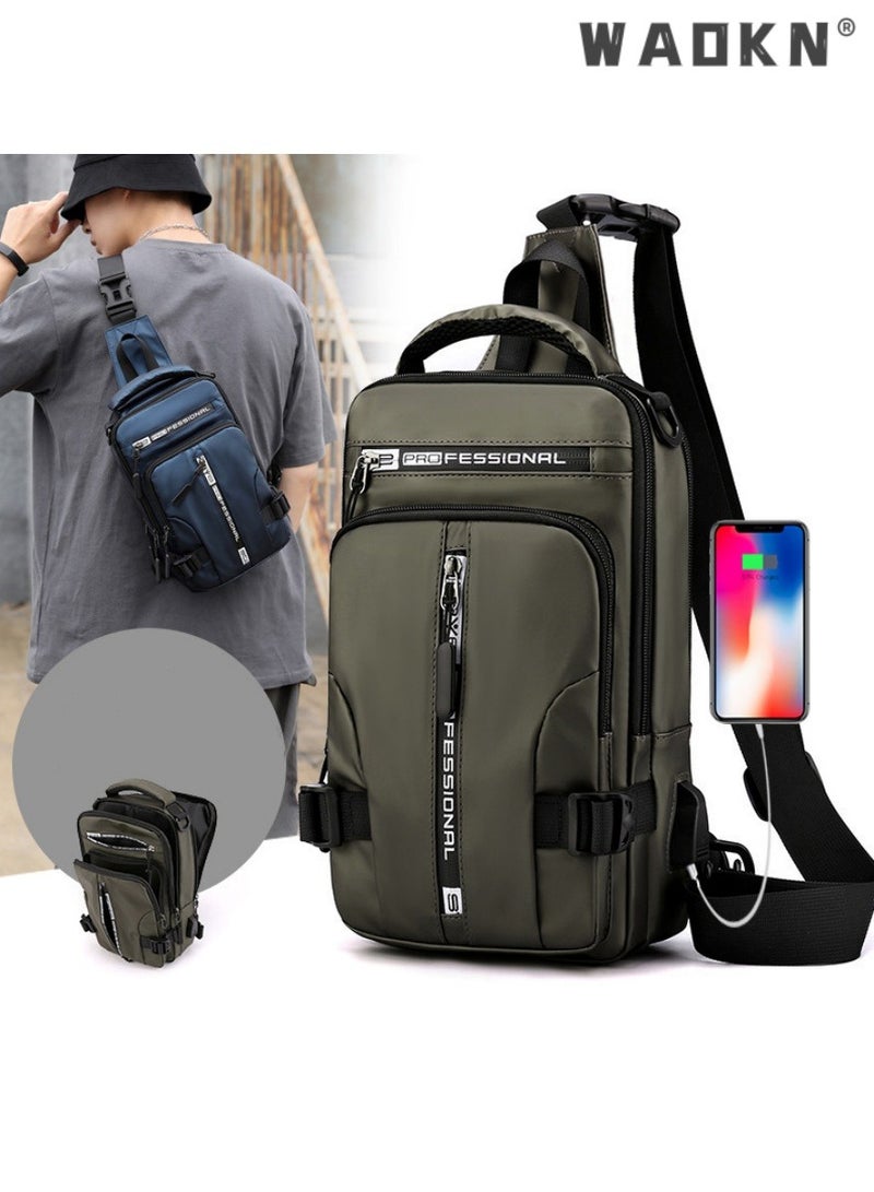 WAOKN New Men's Multifunctional Small Backpack, Boys' Fashionable Casual Shoulder Bag Crossbody Bags Sling Bag Side Bag, Waterproof Space Cloth Chest Bag Carry Bag for College Students and Teenagers  - Image 2
