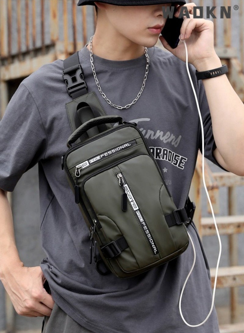 WAOKN New Men's Multifunctional Small Backpack, Boys' Fashionable Casual Shoulder Bag Crossbody Bags Sling Bag Side Bag, Waterproof Space Cloth Chest Bag Carry Bag for College Students and Teenagers  - Image 4