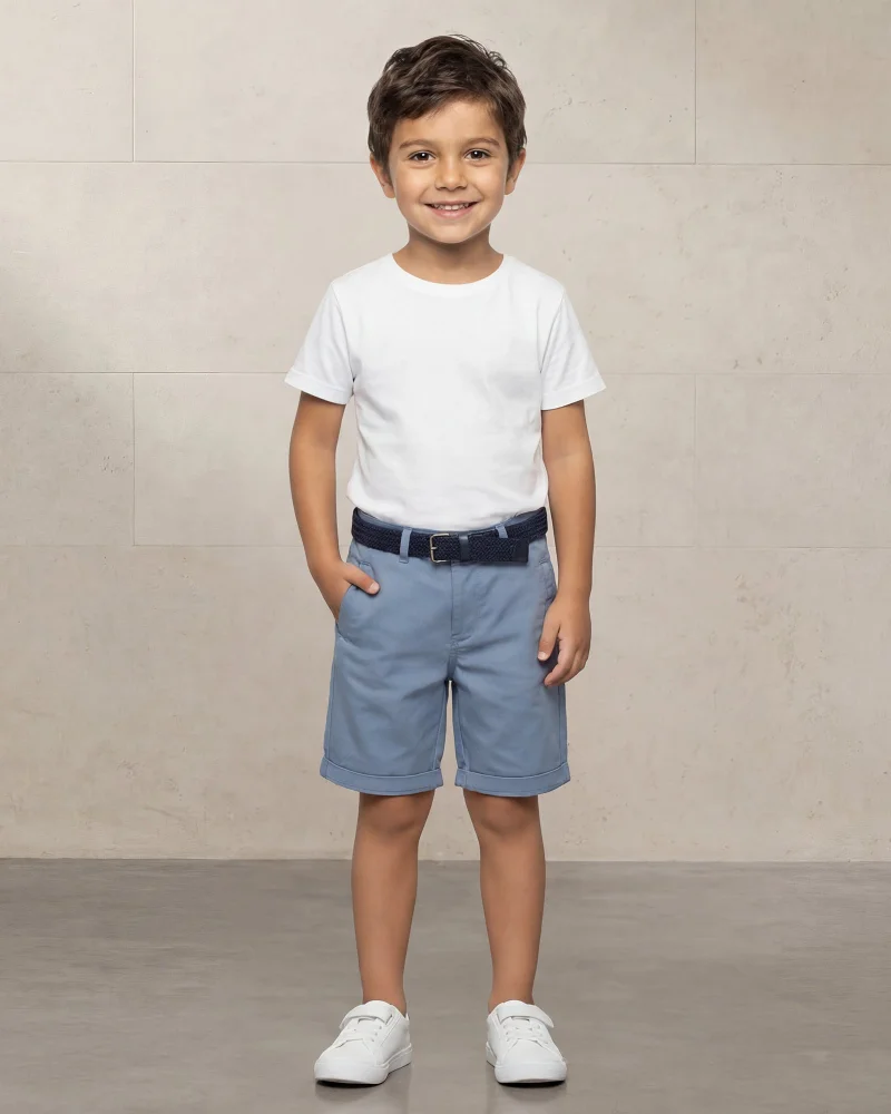ردتاغ Boys Blue Belted Chino Shorts