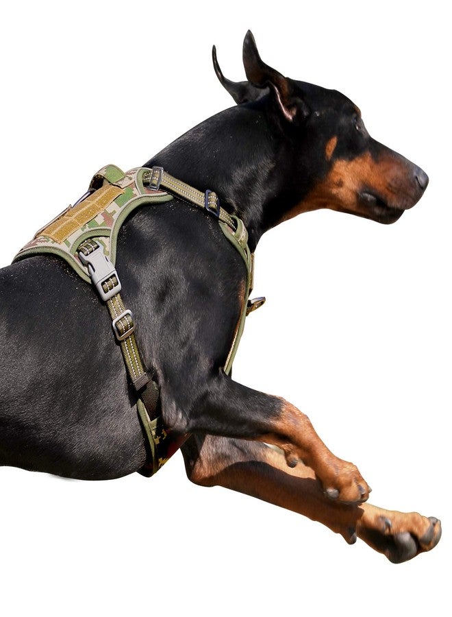 BUMBIN Tactical Dog Harness for Large Dogs No Pull, Famous TIK Tok No Pull Dog Harness, Fit Smart Reflective Pet Walking Harness for Training, Adjustable Dog Vest Harness with Handle Forest Camo L - Image 1