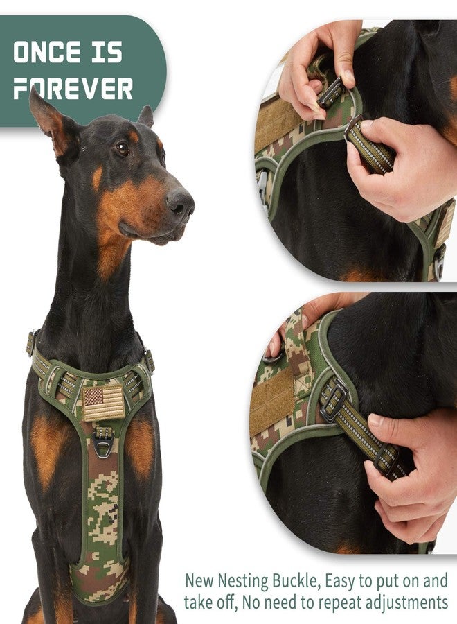 BUMBIN Tactical Dog Harness for Large Dogs No Pull, Famous TIK Tok No Pull Dog Harness, Fit Smart Reflective Pet Walking Harness for Training, Adjustable Dog Vest Harness with Handle Forest Camo L - Image 2