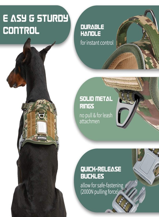 BUMBIN Tactical Dog Harness for Large Dogs No Pull, Famous TIK Tok No Pull Dog Harness, Fit Smart Reflective Pet Walking Harness for Training, Adjustable Dog Vest Harness with Handle Forest Camo L - Image 4