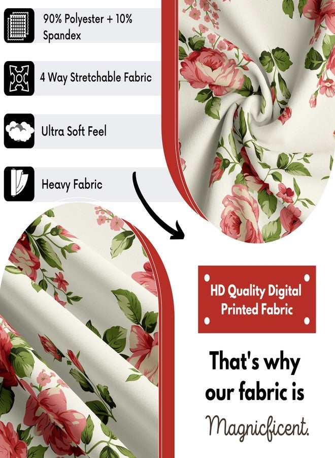 BRIDA ® Polyester & Spandex Elastic Stretchable Rose Flowers Printed Dining Chair Covers, Set of 4 (Standard size) - Image 3