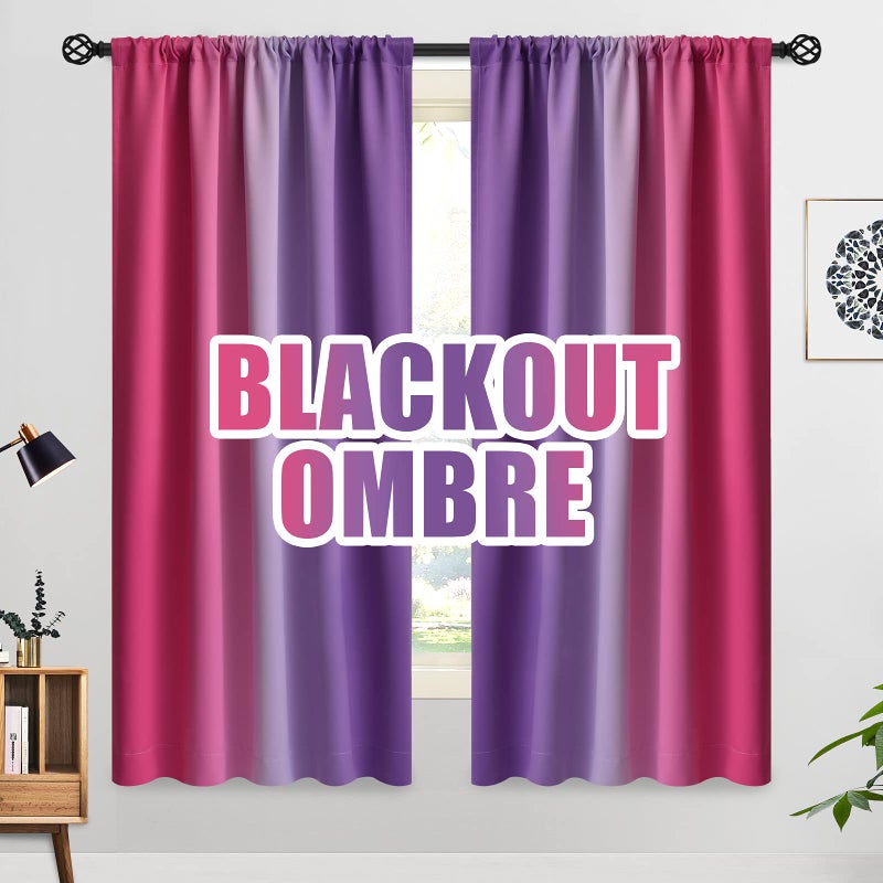 COSVIYA Ombre Room Darkening Curtains 63 inches Length for Girls Bedroom Light Blocking Pink and Purple 2 Tone Reversible Rod Pocket Gradient Window Drapes for Living Room2 Panels 52 inches Wide