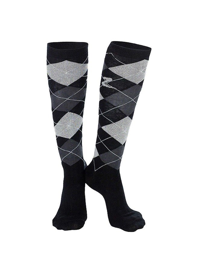 horze Holly Argyle Riding Socks, Black, 36-38 - Image 1