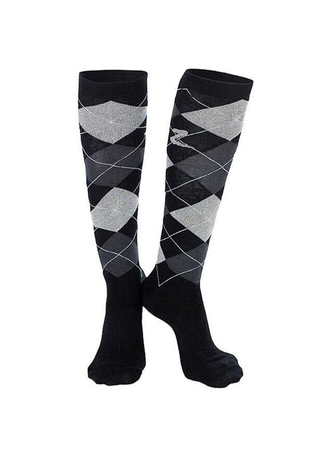 horze Holly Argyle Riding Socks, Black, 36-38 - Image 3