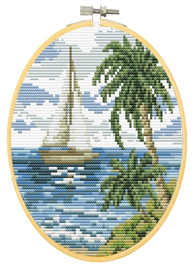 DIAMOND DOTZ Kits - No Count Cross Stitch Sailing Away: Stamped Cross Stitch Kits for Adults with Stunning Cross Stitch Patterns for a Relaxing and Creative Craft Project - Image 1