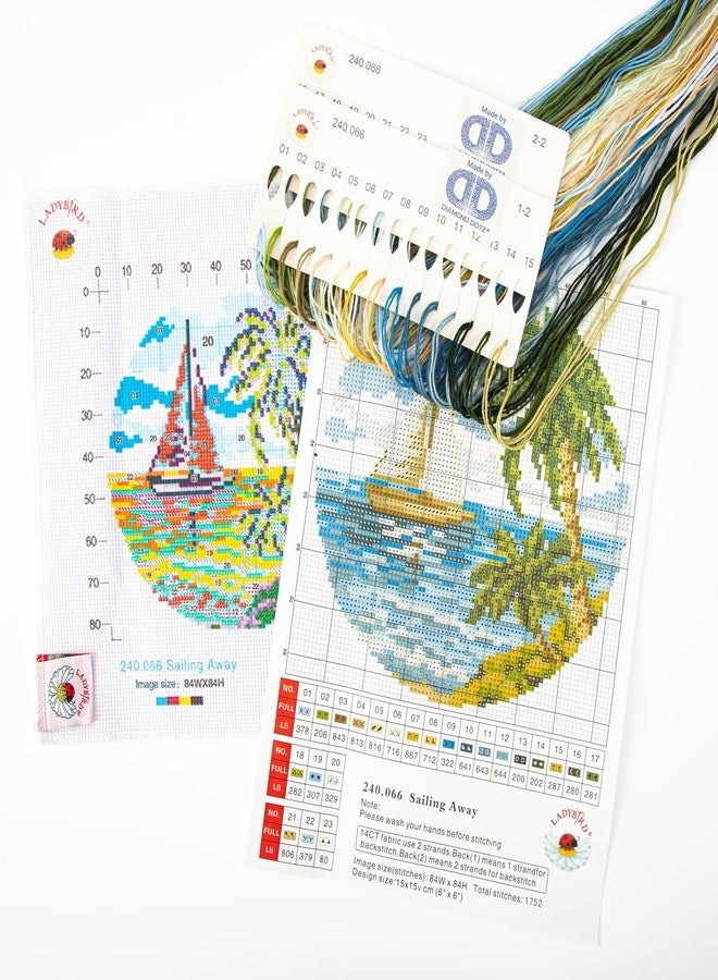 DIAMOND DOTZ Kits - No Count Cross Stitch Sailing Away: Stamped Cross Stitch Kits for Adults with Stunning Cross Stitch Patterns for a Relaxing and Creative Craft Project - Image 5