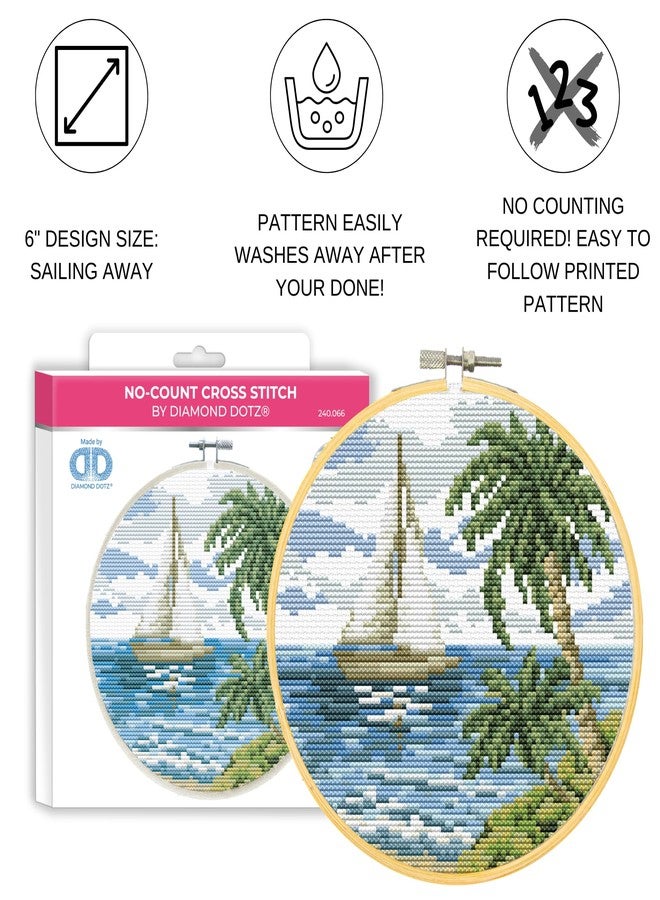 DIAMOND DOTZ Kits - No Count Cross Stitch Sailing Away: Stamped Cross Stitch Kits for Adults with Stunning Cross Stitch Patterns for a Relaxing and Creative Craft Project - Image 2
