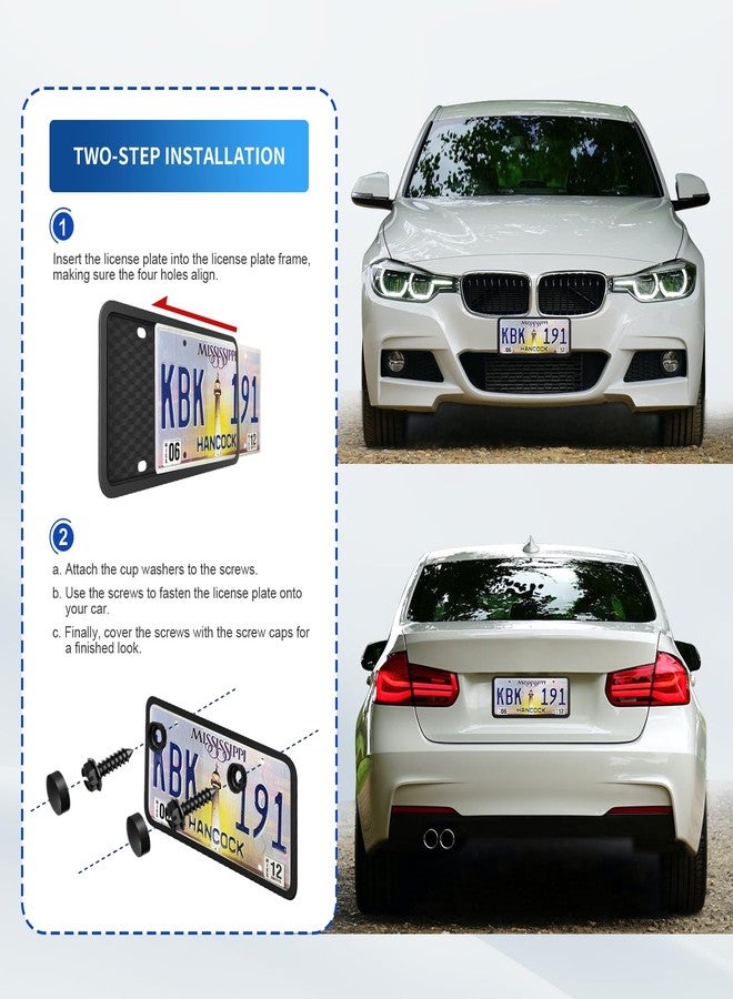 Podestaa Black License Plate Frames, 2 Pack Car License Plate Covers, Universal US Car Front License Plate Bracket Holder Protector Car Accessories - Image 5