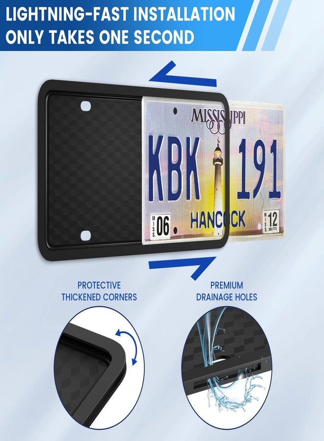 Podestaa Black License Plate Frames, 2 Pack Car License Plate Covers, Universal US Car Front License Plate Bracket Holder Protector Car Accessories - Image 3