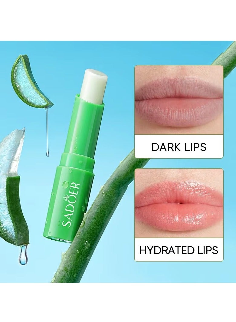 SADOER Pack of 3 Aloe Vera Lip Balm Moisturizing Soothing Lip Care for Dry and Chapped Lips Natural Soft Lip Treatment - Image 3