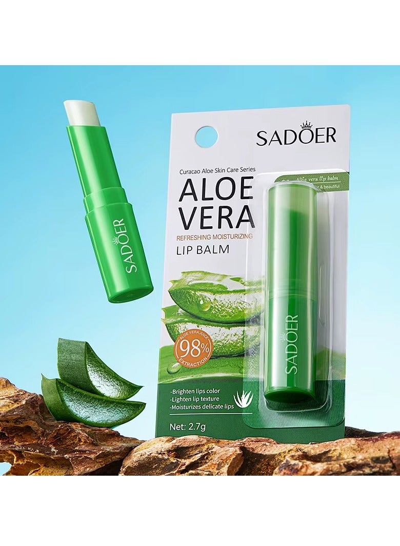 SADOER Pack of 3 Aloe Vera Lip Balm Moisturizing Soothing Lip Care for Dry and Chapped Lips Natural Soft Lip Treatment - Image 4