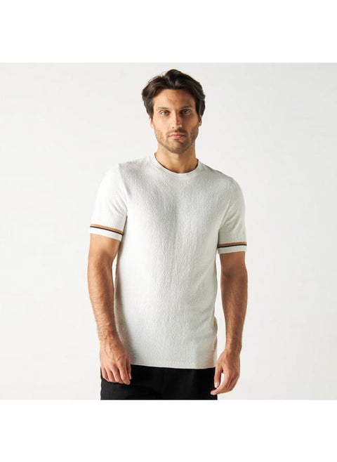 Iconic Textured T-shirt with Short Sleeves and Crew Neck
