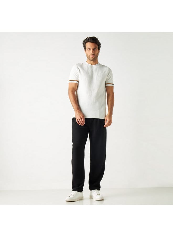 Iconic Iconic Textured T-shirt with Short Sleeves and Crew Neck  - Image 2