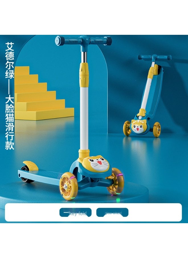 Shuer - Children's Scooter Can Sit And Ride Led Light Flashing Wheel Adjustable Height Foldable Scooter Outdoor Activities For Boys Girls - Image 1