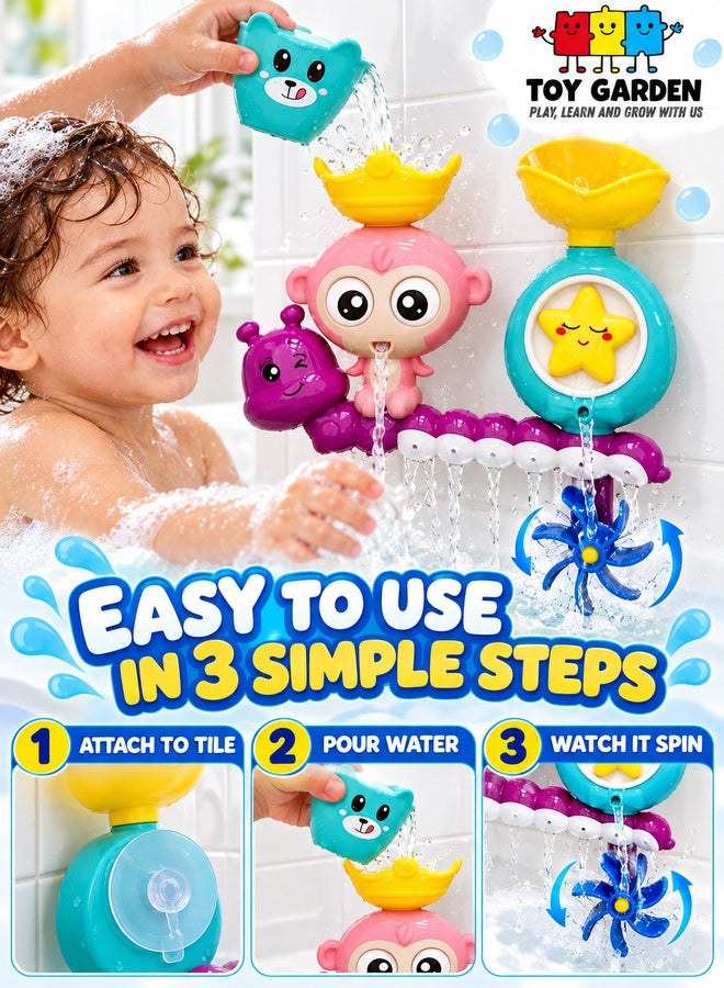 TOY GARDEN Baby Bath Toy for Toddlers Spinning Gear and Googly Eyes Sensory Development Bath Tub Toy Engaging Bath Time Fun for Kids 18m+ - Image 5