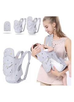 erorex 4-in-1 Baby Sling Carrier Newborn to Toddler, Lightweight Soft Baby Wrap Carrier, Shoulder Strap Grid Breathable Infant Wrap Sling, Baby Hip Seat Holder Carrier, Nursing Sling for Girls and Boys(Grey)  - Image 1