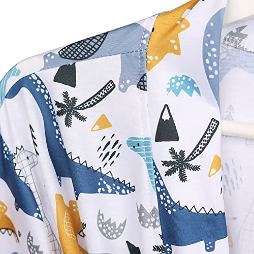 AWIBMK Mommy and Me Robe and Swaddle Set Floral Print Maternity and Baby Matching Hospital Labor Delivery Swaddling Wrap Blanket Dress with Headband Hat for Mom and Girl Boy 4pcs Outfit Blue Dinosaur L/XL - Image 5
