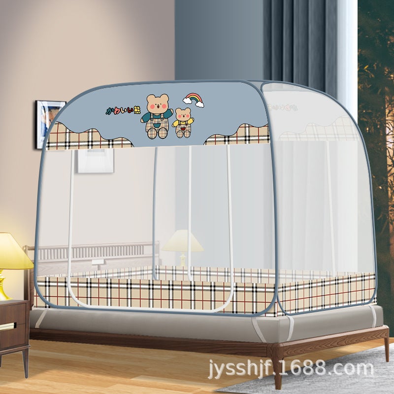 New Installation-Free Mongolian Yurt Household 1.2 M 1.5 M Bed Mosquito Net Foldable Zipper One-Piece Full Bottom Bottomless - Image 3