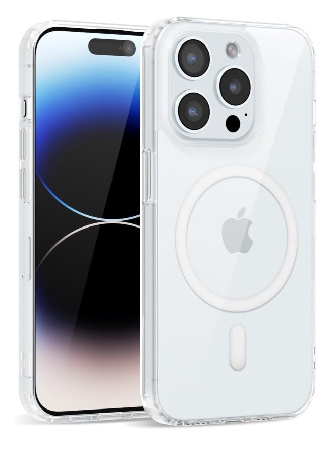 DUSALA iPhone 14 Pro Clear Magnetic Cover Mag Safe Compatible Hybrid Protective Crystal Clear Hard Back Case Shockproof Silicone Frame Slim Transparent Case for Apple iPhone 14 Pro - Image 1