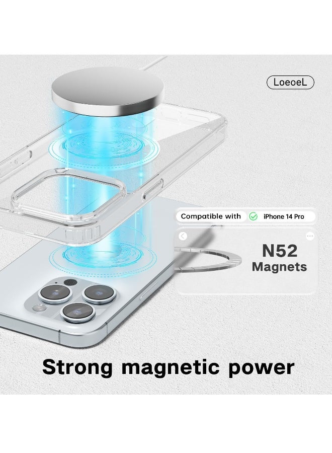 DUSALA iPhone 14 Pro Clear Magnetic Cover Mag Safe Compatible Hybrid Protective Crystal Clear Hard Back Case Shockproof Silicone Frame Slim Transparent Case for Apple iPhone 14 Pro - Image 4