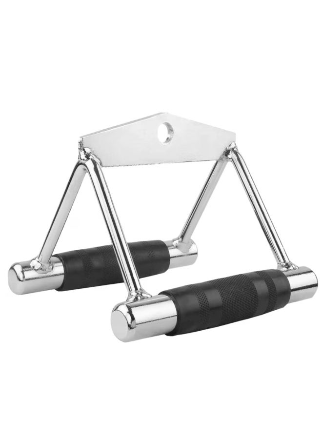 WALALLA Double Triangle V-Grip Lat Pulldown Bar - Multi-Gym Attachment for Triceps, Back & Rowing Exercises, Steel with Non-Slip Rubber Grips (Gray/Black, 18.5x17x12.5cm) - Image 4