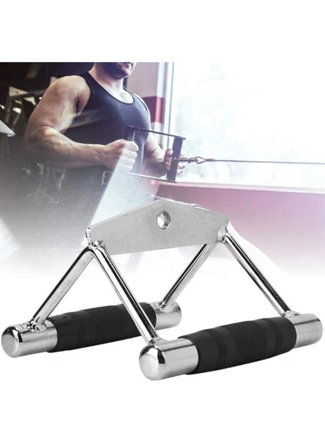 WALALLA Double Triangle V-Grip Lat Pulldown Bar - Multi-Gym Attachment for Triceps, Back & Rowing Exercises, Steel with Non-Slip Rubber Grips (Gray/Black, 18.5x17x12.5cm) - Image 1