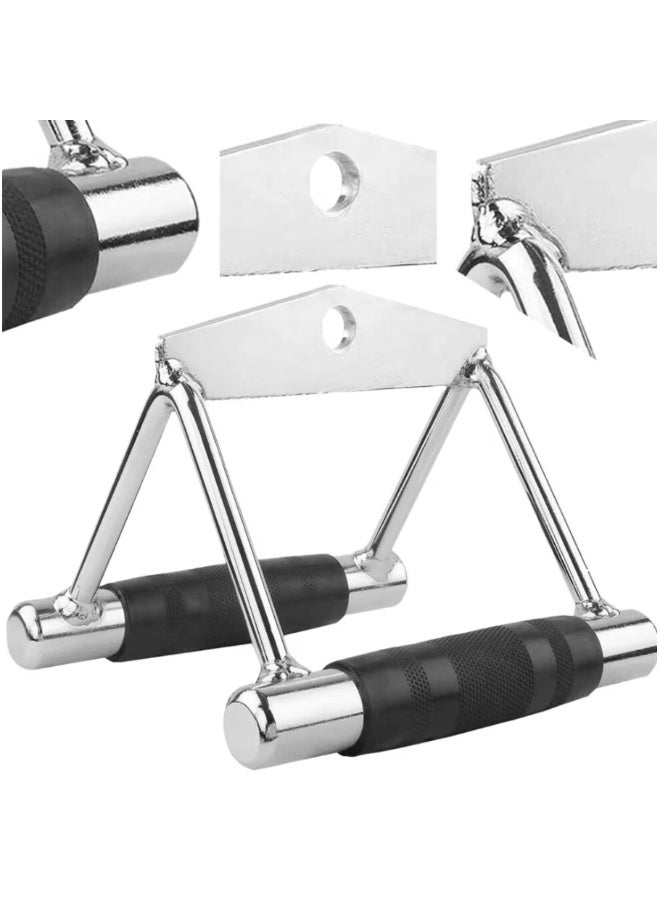 WALALLA Double Triangle V-Grip Lat Pulldown Bar - Multi-Gym Attachment for Triceps, Back & Rowing Exercises, Steel with Non-Slip Rubber Grips (Gray/Black, 18.5x17x12.5cm) - Image 2