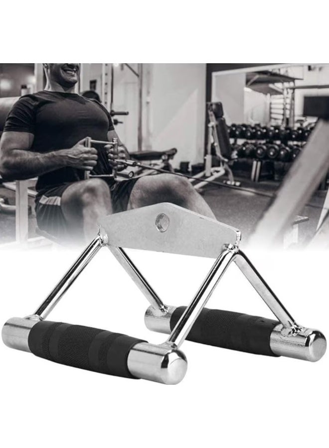 WALALLA Double Triangle V-Grip Lat Pulldown Bar - Multi-Gym Attachment for Triceps, Back & Rowing Exercises, Steel with Non-Slip Rubber Grips (Gray/Black, 18.5x17x12.5cm) - Image 3